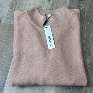 Chico’s Lurex Knit Short Sleeve Pullover Sweater Rose Smoke  NWT Size 1 (M/L)